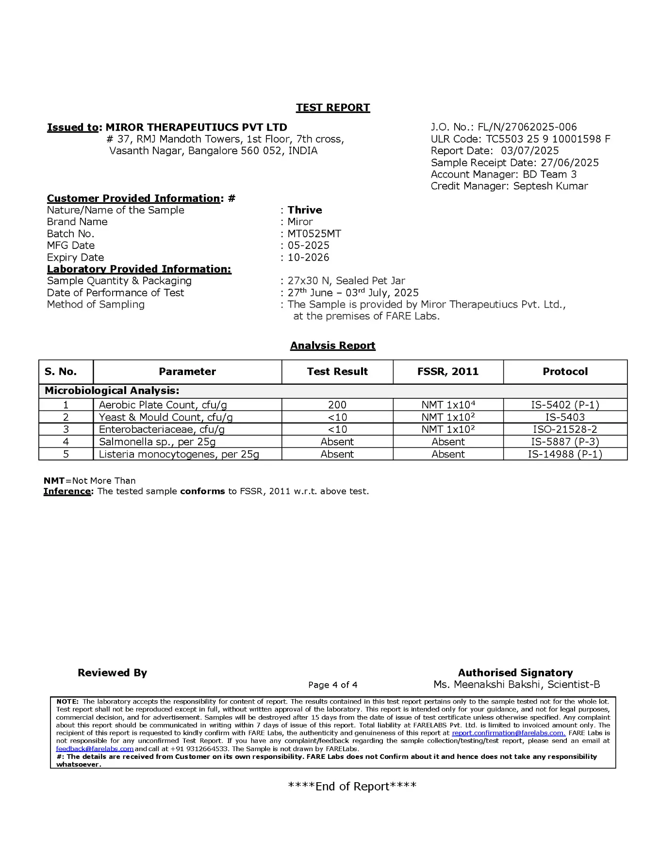 Microbiological Analysis