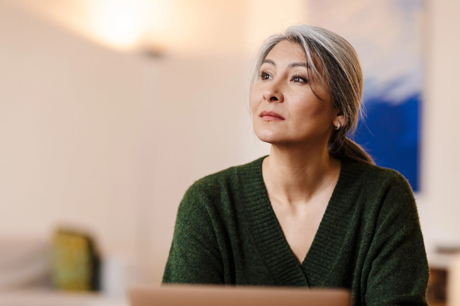 Midlife woman reflecting on menopause and mental health